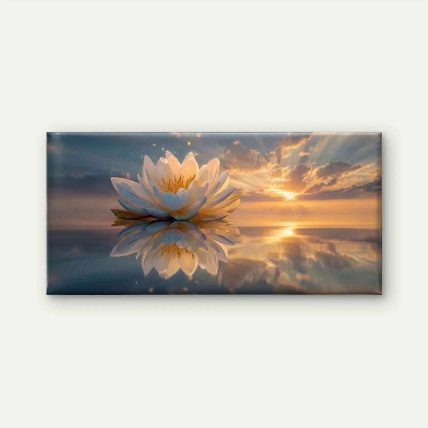 Lotus Flower & Calm Waters Wall Art Canvas Office Home Room Framed 120x60cm