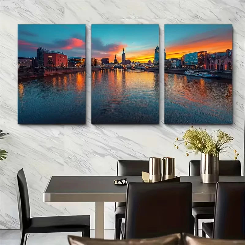 3pcs Coventry England Colourful Skyline Metal Print Ready to Hang Art - Bella Home Decor