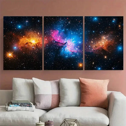 3pcs Galaxies And Nebula In Deep Space Metal Print Ready to Hang Art - Bella Home Decor