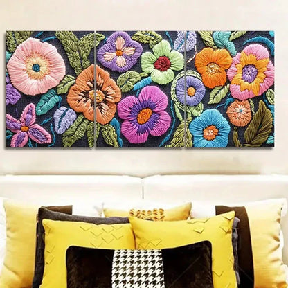 3pcs Abstract Flower Patterns Wall Art Set Wall Art Canvas Unframed – High Quality Print 100% Australian Made Wall Canvas - Bella Home Decor