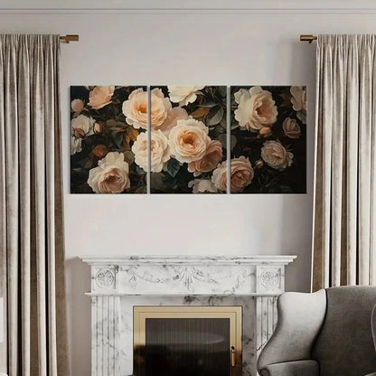 3pcs Elegant Rose Floral Art Vintage Botanical Metal Print Ready to Hang Art - Bella Home Decor