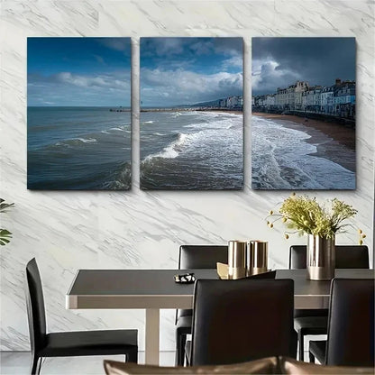 3pcs Weymouth Poster England Travel Perfect Wall Art Set Canvas Framed 50x70cm - High Quality Print 100% Australian Made Wall Canvas Ready to Hang