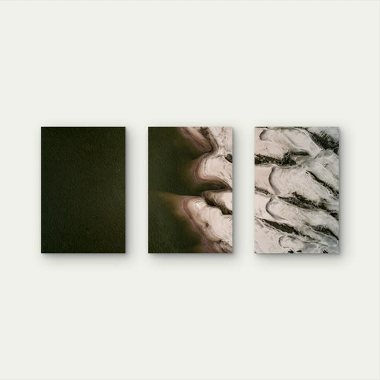 3pcs Dark Contemporary Abstract Nature Sand Wall Art Set Canvas Framed 60x90cm - High Quality Print 100% Australian Made Wall Canvas Ready to Hang