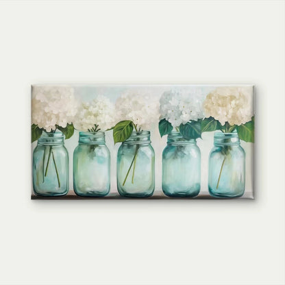 White Hydrangea Flowers Wall Art Canvas Office Home Room Framed 120x60cm