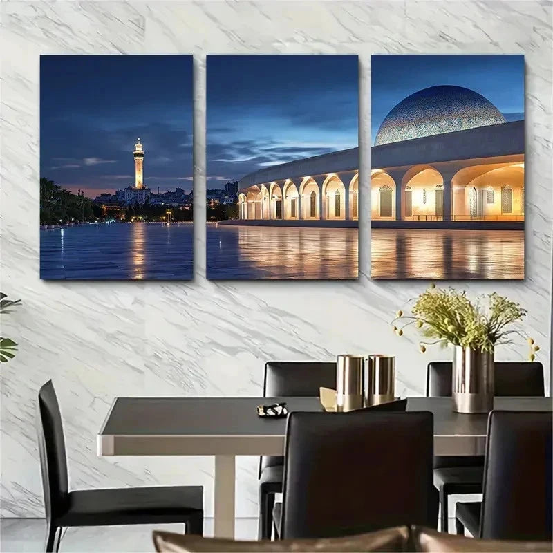 3pcs Algerian Decor Travel Dark Perfect Wall Art Set Canvas Framed 50x70cm - High Quality Print 100% Australian Made Wall Canvas Ready to Hang - Bella Home Decor