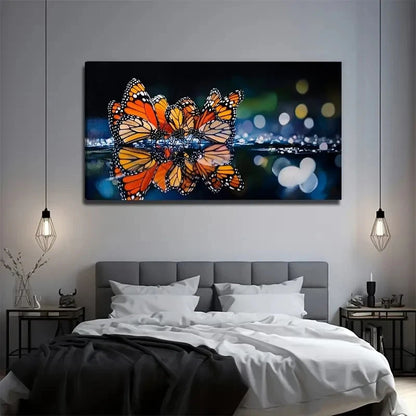 Serene Vibrant Butterfly Wall Art Canvas Office Home Room Framed 120x60cm
