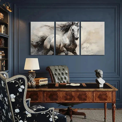 3pcs Elegant Horse Art Abstract Painting Metal Print Ready to Hang Art - Bella Home Decor