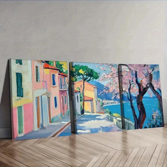 3pcs The cherry blossoms open. (5) Wall Art Set Canvas Framed 50x70cm - High Quality Print 100% Australian Made Wall Canvas Ready to Hang