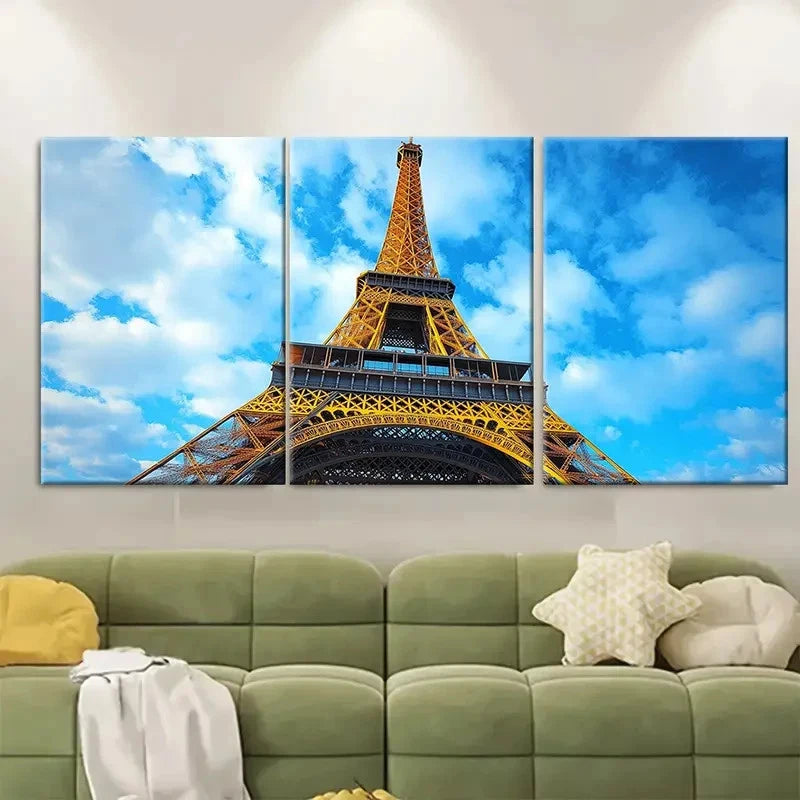 3pcs , Eiffel Tower Metal Print Ready to Hang Art - Bella Home Decor