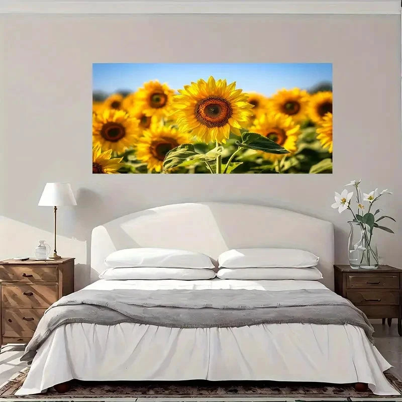 Vibrant Sunflowers Modern Wall Art Canvas Office Home Room Framed 120x60cm