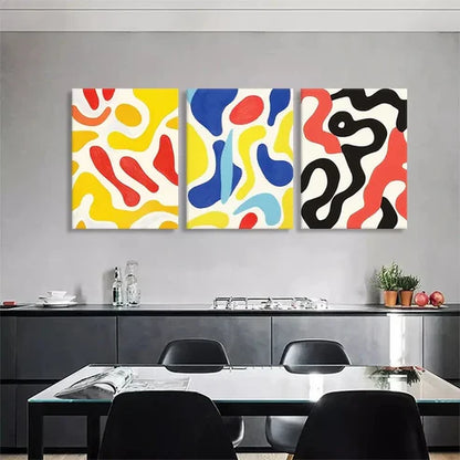 3pcs Abstract Colorful Shapes Modern Perfect  Wall Art Set Canvas Unframed - High Quality Print 100% Australian Made Wall Canvas - Bella Home Decor
