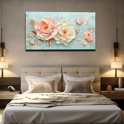 Blooming Pink And Peonies Wall Art Canvas Office Home Room Framed 120x60cm