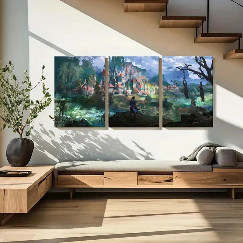 3pcs Game Scenery Art Magical Aesthetics  Wall Art Set Canvas Framed 60x90cm - High Quality Print 100% Australian Made Wall Canvas Ready to Hang - Bella Home Decor