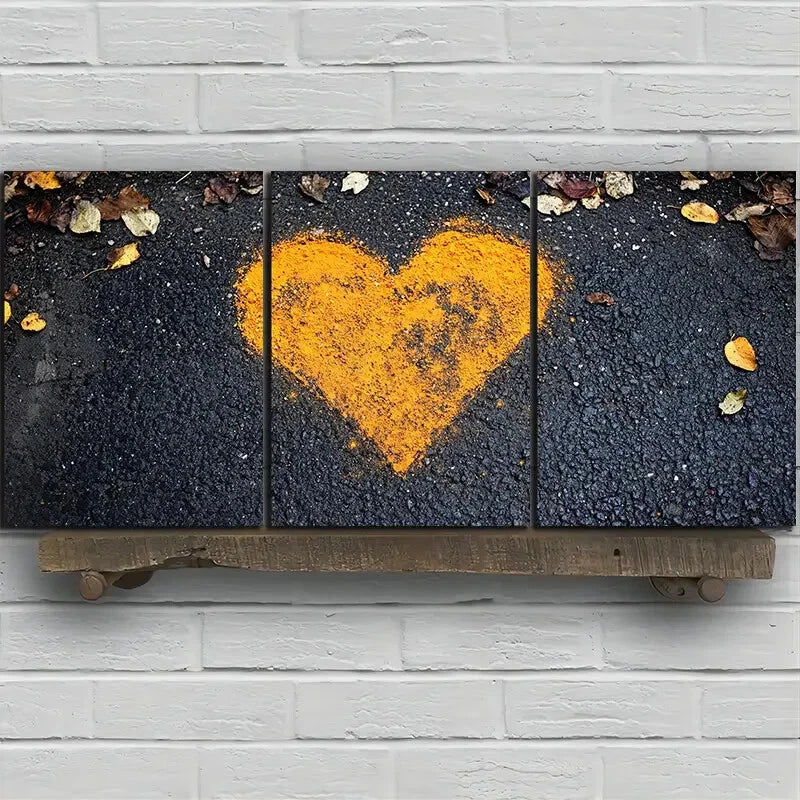 3pcs Love Made of Leaves Black Themed Metal Print Ready to Hang Art - Bella Home Decor
