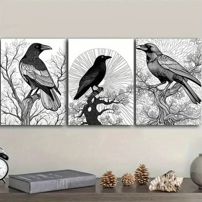 3pcs The psychic Crow Wall Art Set Canvas Unframed - High Quality Print 100% Australian Made Wall Canvas