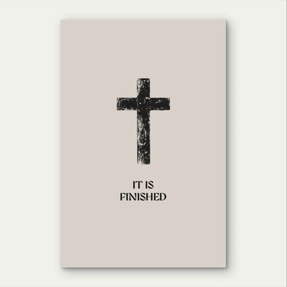 Minimalist It Is Finished Cross Christian 40x60cm Metal Print Ready to Hang