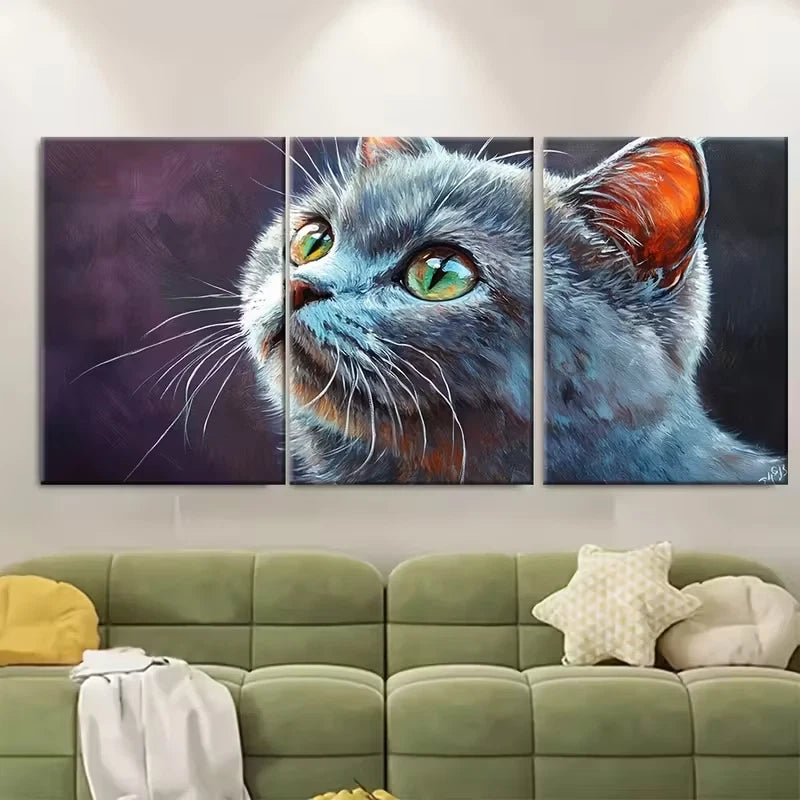 3pcs British Shorthair Cat Painting Metal Print Ready to Hang Art - Bella Home Decor