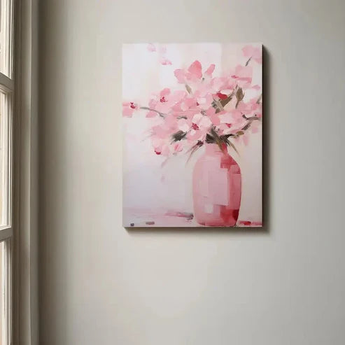 Beautiful Showcasing Pink Abstract Floral Painting 60x90cm Metal Print Ready to Hang