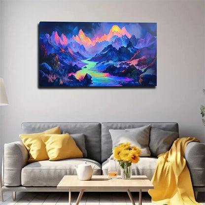 Vibrant Landscape Colorful Wall Art Canvas Office Home Room Framed 120x60cm
