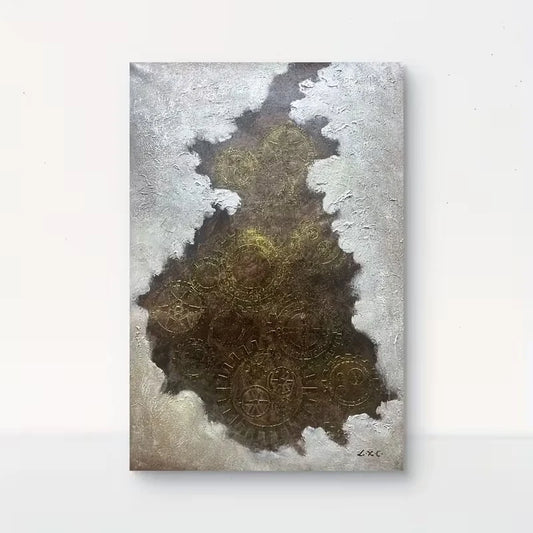 Abstract Oil Painting with Textured Brushstrokes 60x90cm Metal Print Ready to Hang
