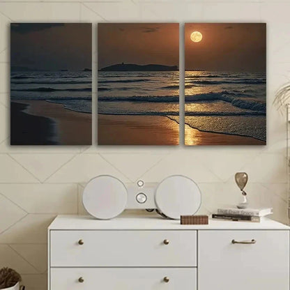 3pcs Ocean Sunset Triptych Wall Art Set Canvas Framed 50x70cm - High Quality Print 100% Australian Made Wall Canvas Ready to Hang