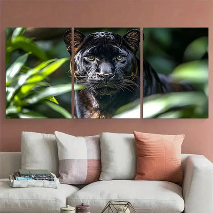 3pcs Majestic Black Panther Wildlife Photography Metal Print Ready to Hang Art - Bella Home Decor