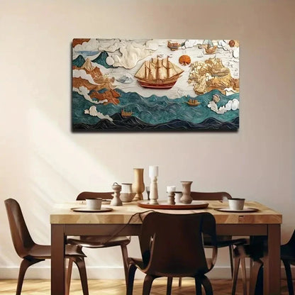 Vibrant Sailboats & Ocean Scene Wall Art Canvas Office Home Room Framed 120x60cm