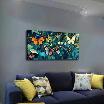 Dark Green Leaves Surrounded Wall Art Canvas Office Home Room Framed 120x60cm - Bella Home Decor