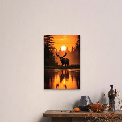 Majestic Moose Lake Sunset Golden Hour 40x60cm Metal Print Ready to Hang