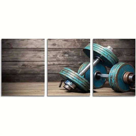 3pcs Modular Dumbbells Metal Print Ready to Hang Art
