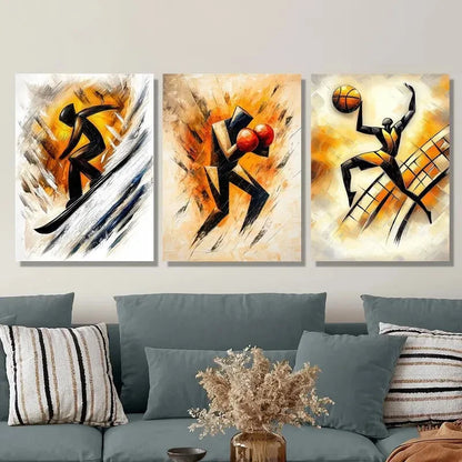 3pcs Extreme Skier, Boxing, Basketball Metal Print Ready to Hang Art