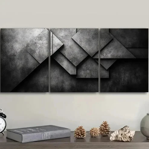 3pcs Modern Geometric Shapes Wall Art Set Canvas Unframed - High Quality Print 100% Australian Made Wall Canvas - Bella Home Decor