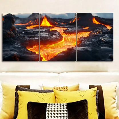 3pcs Lava Pools Design Hangings  Wall Art Set Canvas Framed 60x90cm - High Quality Print 100% Australian Made Wall Canvas Ready to Hang