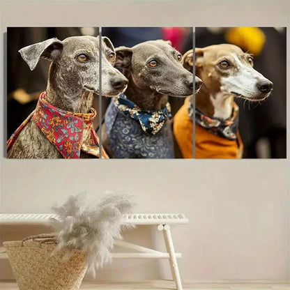 3pcs Dog Portraits with Fashion Wall Art Set Canvas Unframed - High Quality Print 100% Australian Made Wall Canvas - Bella Home Decor