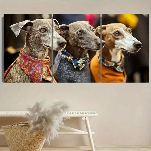 3pcs Dog Portraits with Fashion Wall Art Set Canvas Unframed - High Quality Print 100% Australian Made Wall Canvas