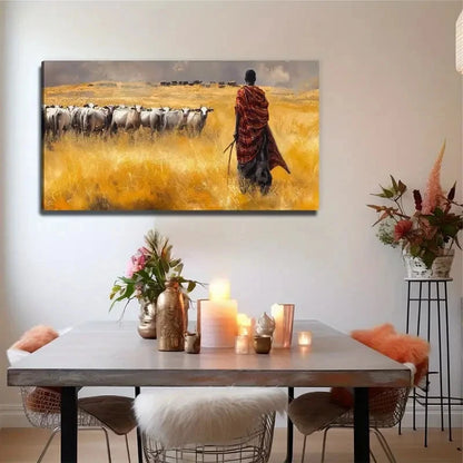 Sheep Herders Perfect Wall Art Canvas Office Home Room Framed 120x60cm