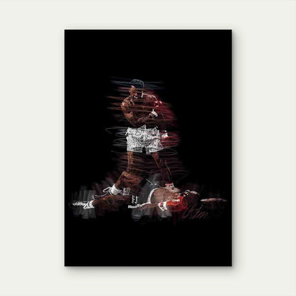 Triumphant Boxer Defeats Fallen Opponent 40x60cm Metal Print Ready to Hang - Bella Home Decor