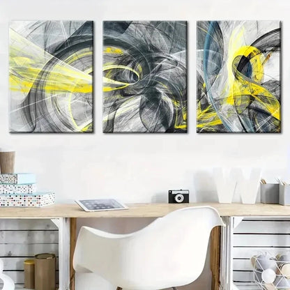 3pcs Featuring Abstract Colorful Line Perfect Wall Art Set Canvas Framed 60x90cm - High Quality Print 100% Australian Made Wall Canvas Ready to Hang
