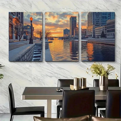 3pcs Retro Milwaukee Poster Set Vintage Perfect Wall Art Set Canvas Framed 50x70cm - High Quality Print 100% Australian Made Wall Canvas Ready to Hang