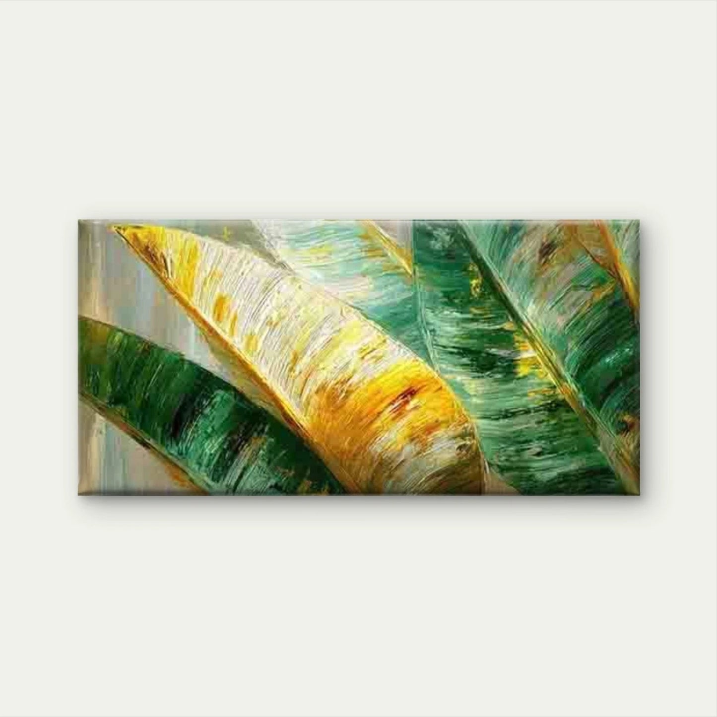 Abstract Design of Banana Leave Wall Art Canvas Office Home Room Framed 120x60cm - Bella Home Decor