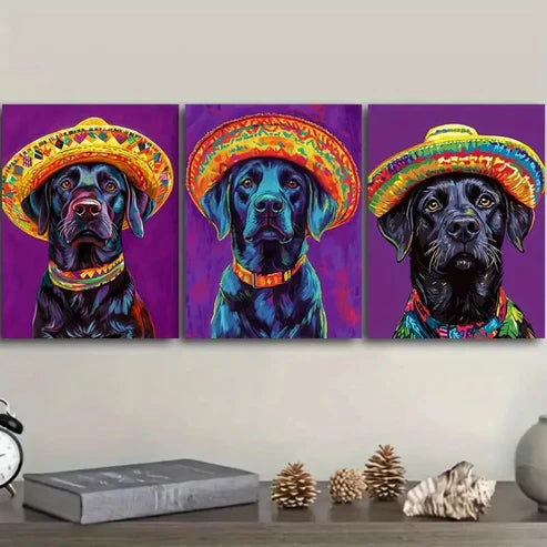 3pcs Style Labrador Dog Portrait Wall Art Set Canvas Unframed – High Quality Print 100% Australian Made Wall Canvas