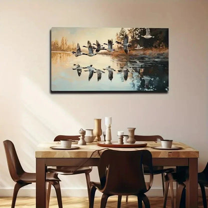 Birds On Lake Modern Style Wall Art Canvas Office Home Room Framed 120x60cm