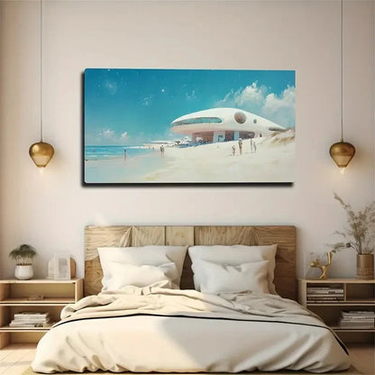 Serene Beachscape Modern Wall Art Canvas Office Home Room Framed 120x60cm
