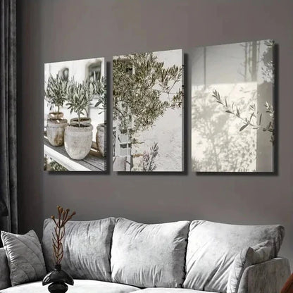 3pcs Olive Tree Close Up Branch Decoration Wall Art Canvas Unframed - High Quality Print 100% Australian Made Wall Canvas