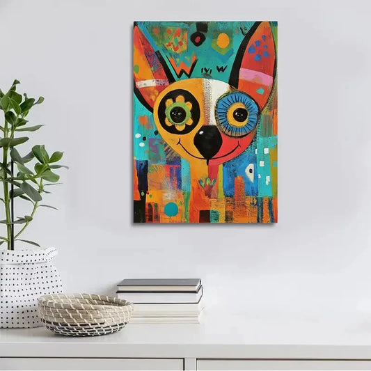 Beautiful Abstract Art a Cute Pet Corgi Painting 40x60cm Metal Print Ready to Hang - Bella Home Decor