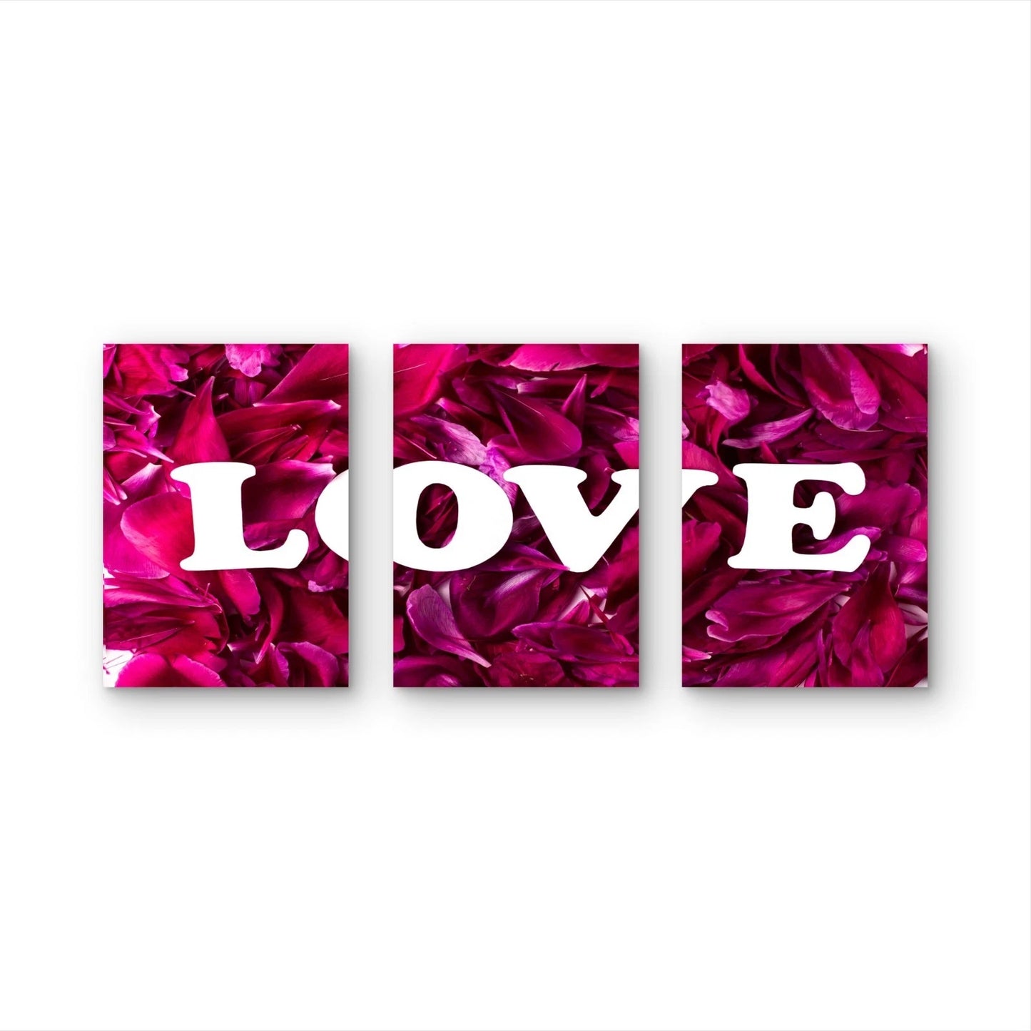 3pcs Love From Carved Letters Petals Metal Print Ready to Hang Art