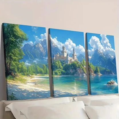 pcs Fantasy Castle Island Magical S Wall Art Set Canvas Unframed - High Quality Print 100% Australian Made Wall Canvas - Bella Home Decor
