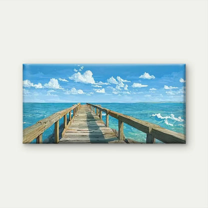 Coastal Pier Ocean View Wall Art Canvas Office Home Room Framed 120x60cm