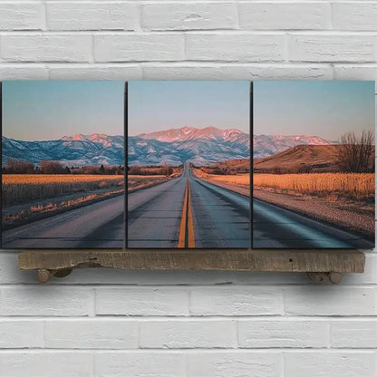 3pcs Road Under The Sunset Glow Metal Print Ready to Hang Art - Bella Home Decor