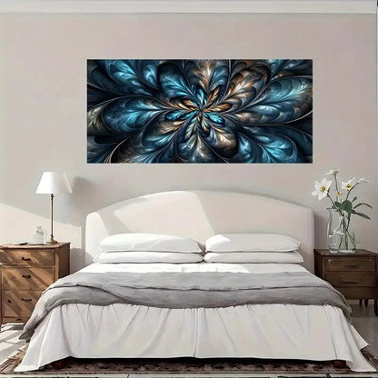 Abstract Fractal Artwork Floral Wall Art Canvas Office Home Room Framed 120x60cm